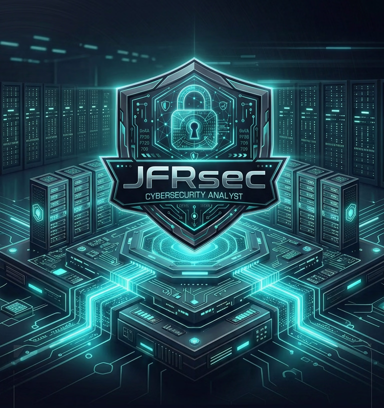 Command center display — NOC server room with glowing shield emblem